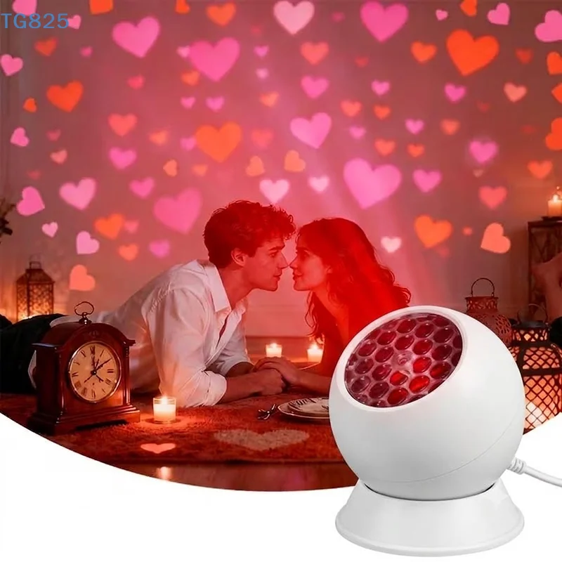 【AN】【SA】Portable Dynamic Romantic Love Heart Projection Night Light, USB Powered For Bedroom, Party Decor