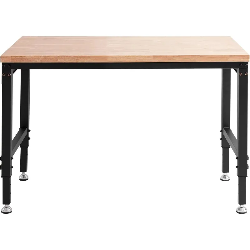 High-quality metal workbench, solid wood base, easy to assemble, suitable for garage tool table movement and universal wheel