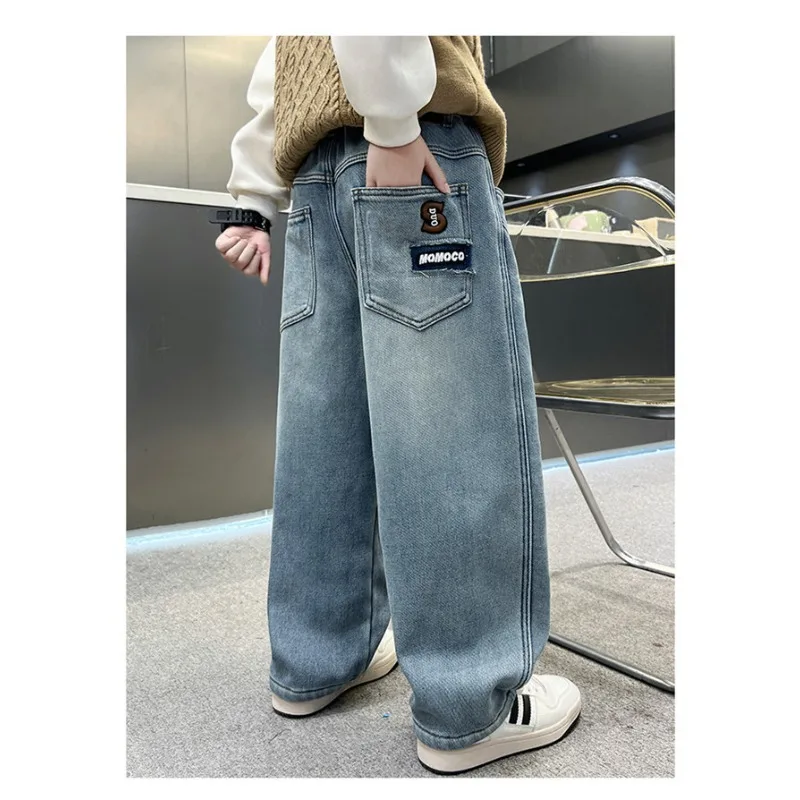 Herbst Kinder Jungen Jeans UNITIM Vielseitige Taschen Junge Teenager Jungen Gerade Hosen Lose Elastische Taille 4-14 Jahre Jungen Freizeithose – Detail 12