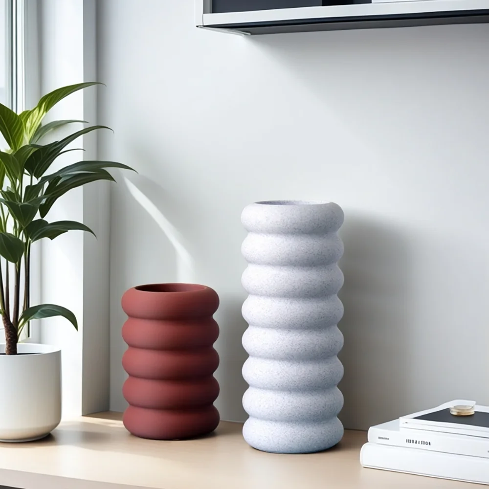 New cement spiral vase silicone mold modern simple creative geometric vase living room decoration handmade DIY mold