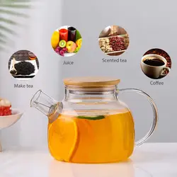 1L Borosilicate Glass Teapot Big Transparent Heat-Resistant Large Clear Pot Flower Set Puer Kettle Office Home Tool