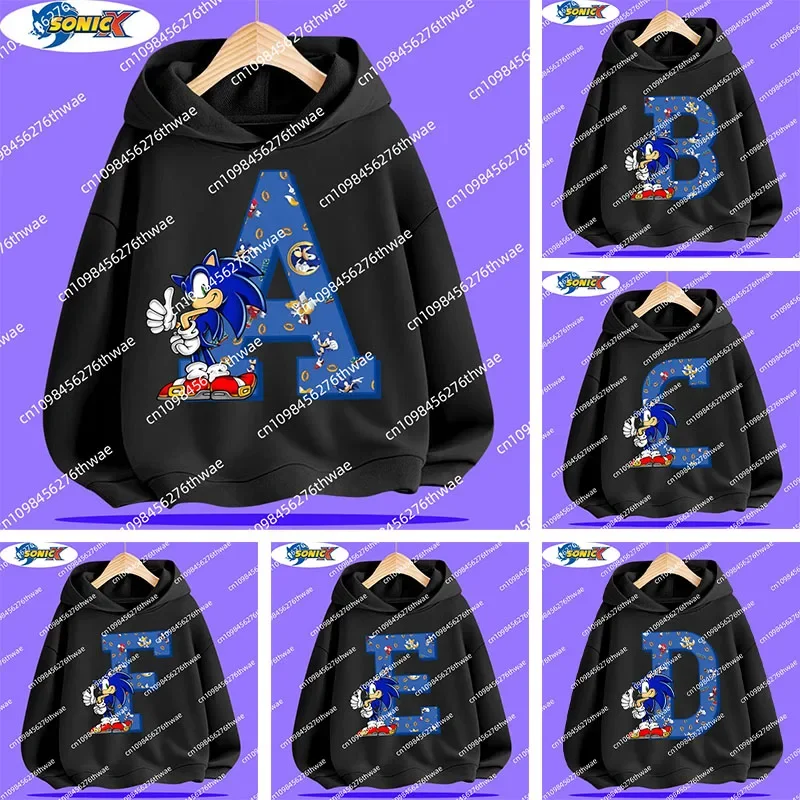

Letter A-Z Sonic Kids Hoodie - Super Speed Kid Kawaii Girl Casual Shirt - Long Sleeve for Autumn/Winter 2025 New Style