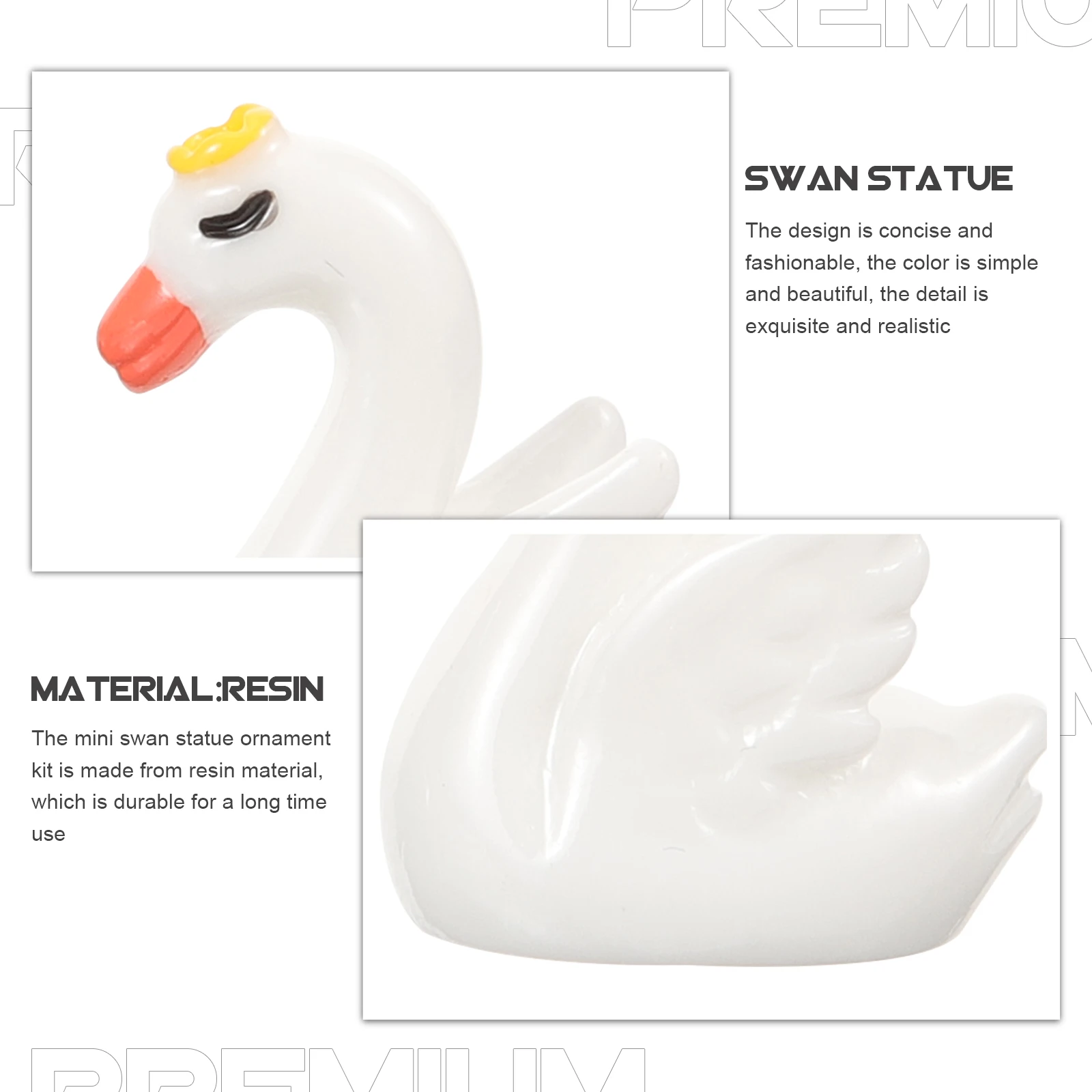 

2pcs Miniature Swan Decor Mini Resin Swan Statues For Garden Layout Bonsai Landscaping Decoration Outdoor Fairy World Ornament