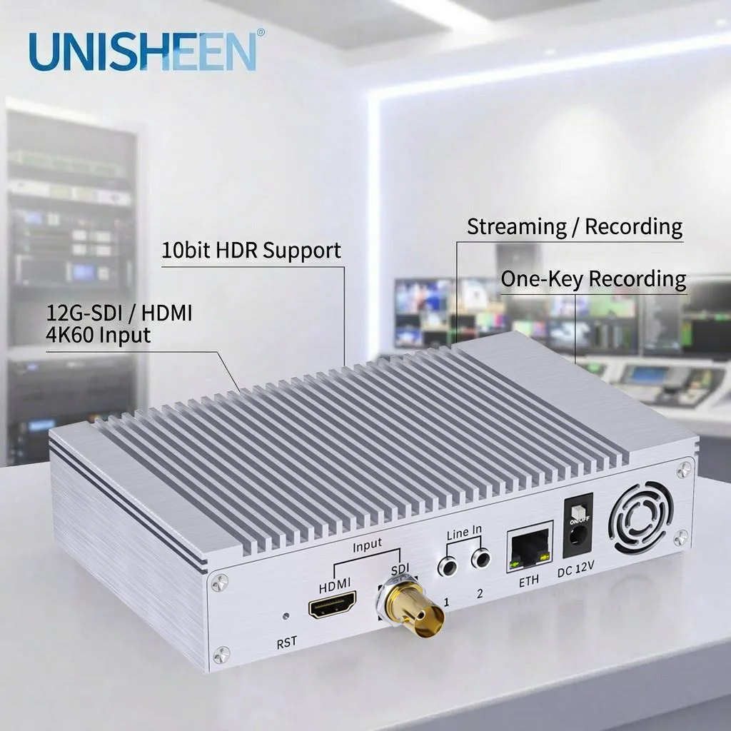 

Unisheen BM4KR-HS Stable 4K60 H.265 HEVC Low Latency Hardware HDMI 12G-SDI Video Encoder Supports 10bit HDR