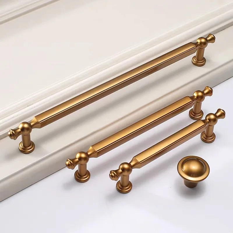 European Style Wardrobe Door Handle Creative and Fashionable Cabinet Handle Modern Light Luxury Tea Gold Wine Cabinet Handle