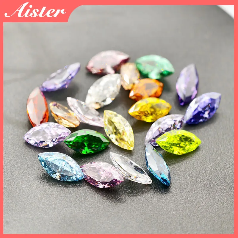 

Top Colors Marquise Crushed Ice Cut High Carbon Diamond Cubic Zirconia Gesstome 4K Cutting 5A Grade Quality CZ Lab Zircon Stones