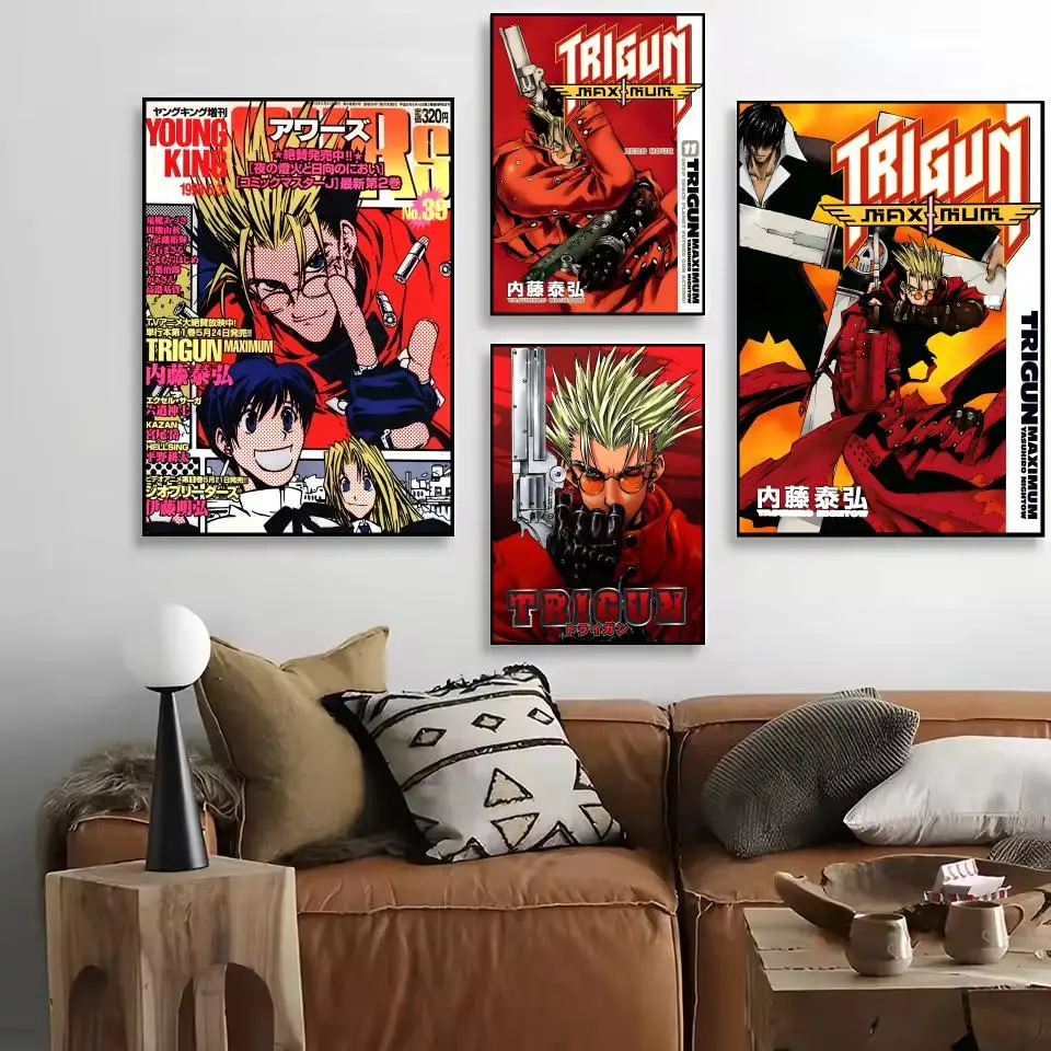 Classic Anime T_TRIGUN S_STAMPEDE Movie Poster Decorative Wall Art Stickers Mural Photo Print for Home Living Room Hallway Decor