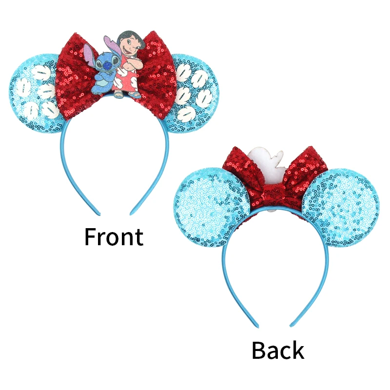 2024 Disneyland Dumbo Mickey Ears Headband Stitch Sequin Bow Hairband Girls Boys Festival Party Cosplay DIY Hair Accessories