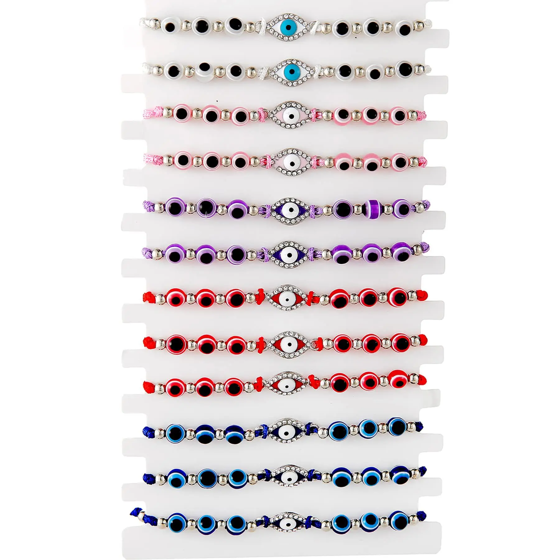 12 Pcs/Lot Lucky Multicolor Glass Seed Beads Evil Eye Charm Bracelet Women Wholesale Zinc Alloy Infinity Love Jewelry Present