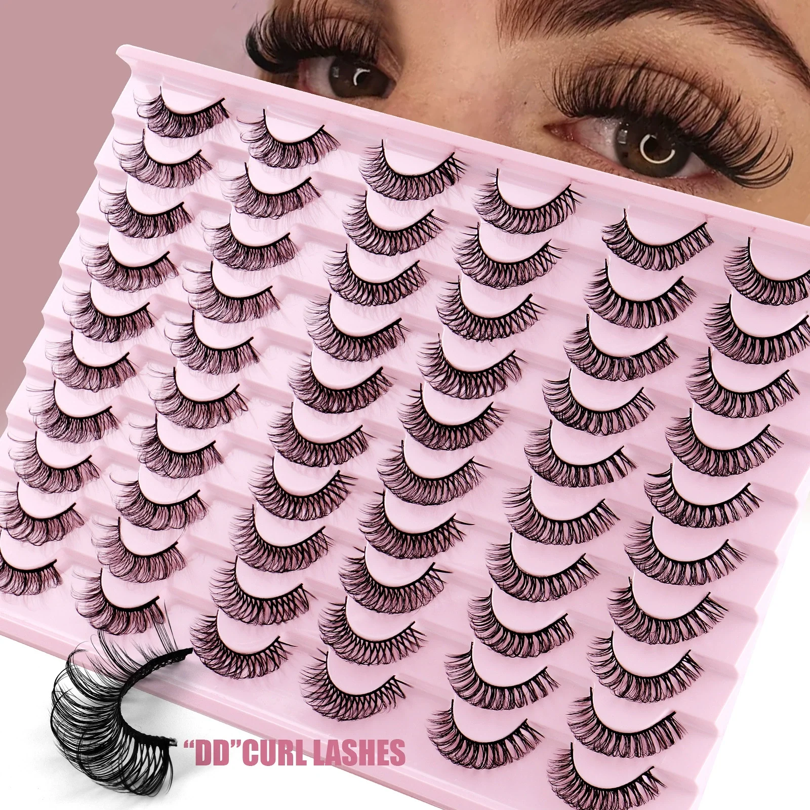 

30 Pairs Of Artificial Fiber False Eyelashes, Daily Curling, Thickening, Simulated Natural Eyelashes Wholesale