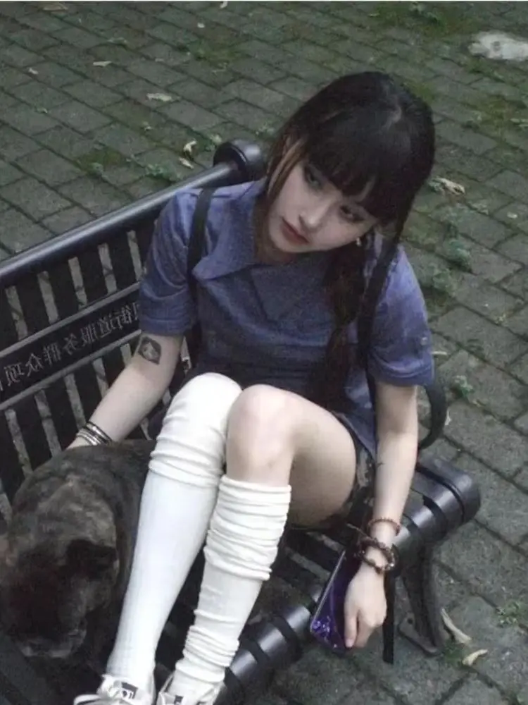 Japanse Elegante Retro Blauwe Geruite Shirts Vrouwen Losse Korte Mouw Blouses Zomer Koreaanse Chic Blusas Mujer 2000s Vintage Y2k