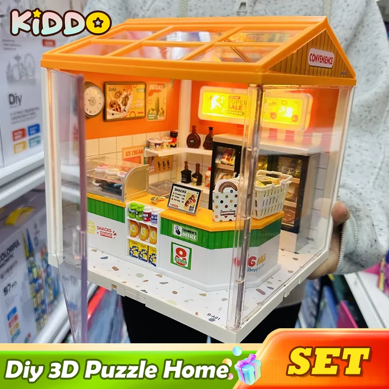 

Пазл «сделай сам», домашний подарок, сборка модели, магазинный комплект со светодиодным гамбургером и неторопливым бруском и сладкими блоками, анимированный чай