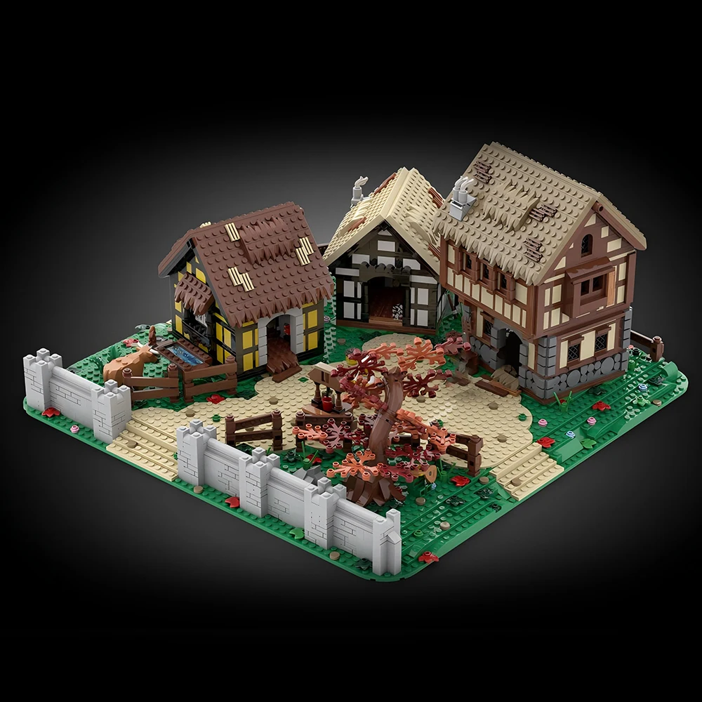 Nova arquitetura moc casa medieval diorama cowshed tecnologia modular blocos de construção presente brinquedo natal diy conjunto montagem