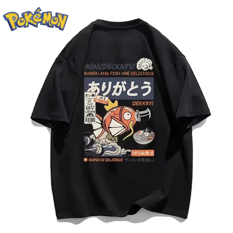 بوكيمون أنيمي Magikarp تي شيرت مطبوع 2026 الرجال والنساء الصيف جديد الشارع الهيب هوب كبير فضفاض اليومية الوالدين والطفل #3