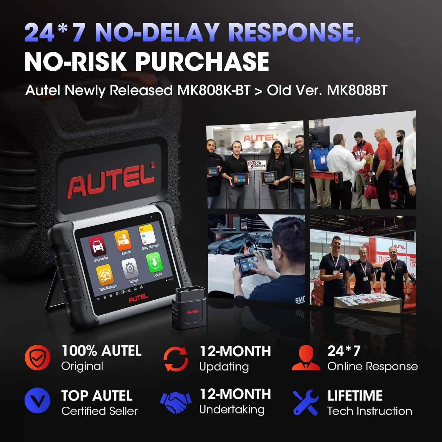 Autel MaxiCOM MK808K-BT أدوات تشخيصية كاملة ثنائية الاتجاه بلوتوث الماسح الضوئي obd2 نفس الماسح الضوئي MK808BT Pro للسيارات