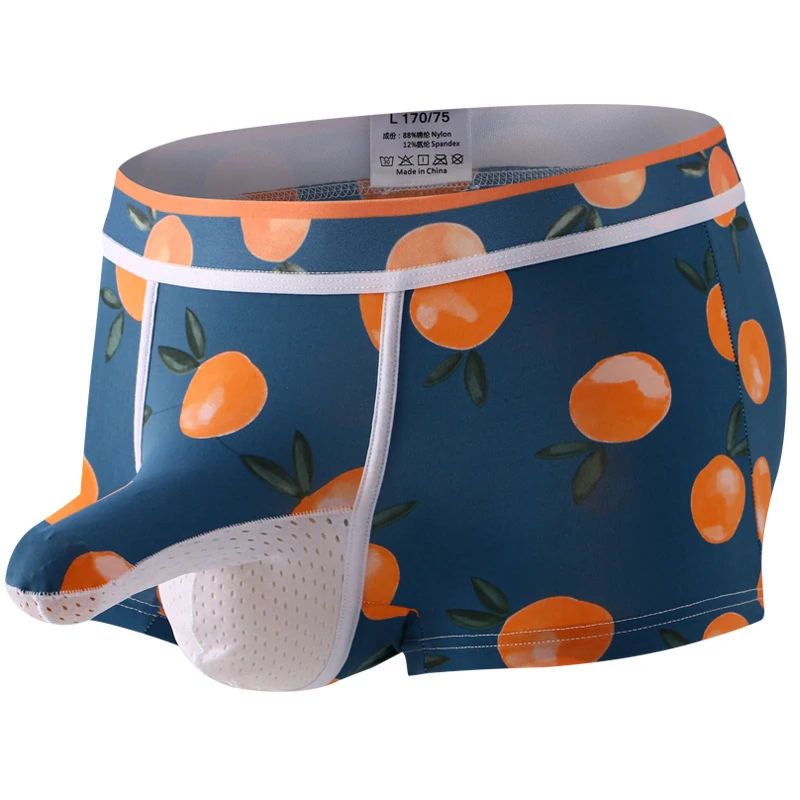 Mode Mannelijke Slipje Ijs Zijde Naadloze Herenondergoed Ademend Sexy Print Olifant Neus Onderbroek Comfortabele Boxershorts