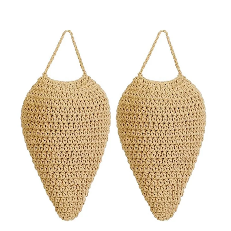A21I-2 Pack Large Crochet Wasp Nest Deterrent Hanging Fake Nest Wasp Nest Decoy Hanging Wasp Deterrent Wasp Deterrent