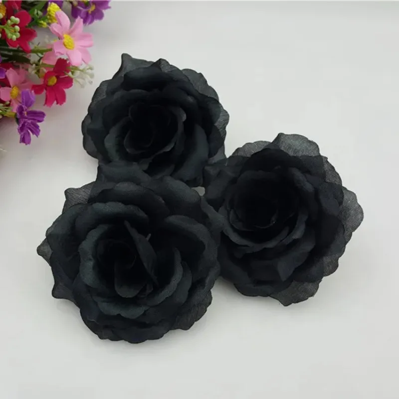 10PCS/Lot 10CM Silver&golden Artificial Rose Silk Flower Heads Decorative Flowers for Wedding Party Banquet Decoration Can Mix