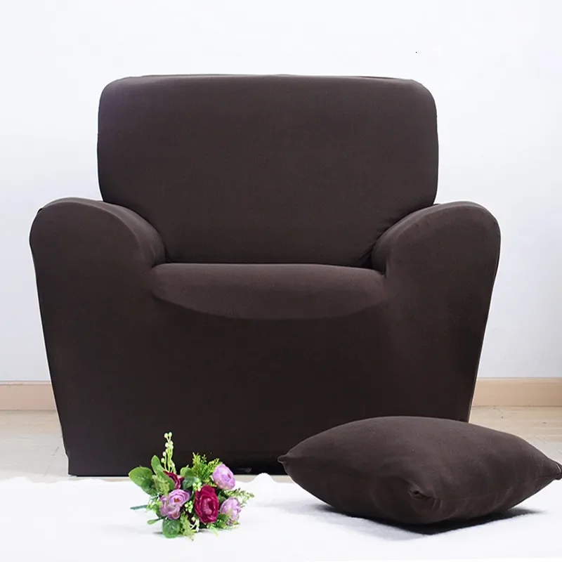 Solid Elastic Fabric Sofa Cover Tight Wrap All-Inclusive Slip-Resistant Sofa Towel Single/Two/Three/Four-seat Sofa