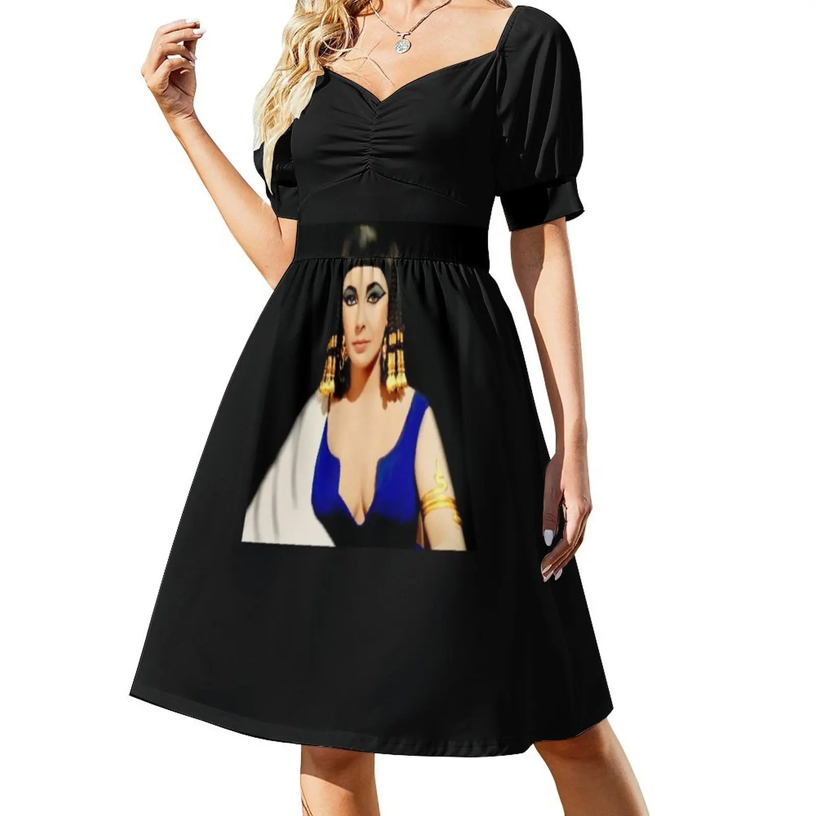 فستان Queen Of The Nile كلاسيكي T-S بوهيمي بدون أكمام للنساء مطبوع فساتين حفلات الشاطئ كليوباترا إليزابيث تايلور فرعون #2