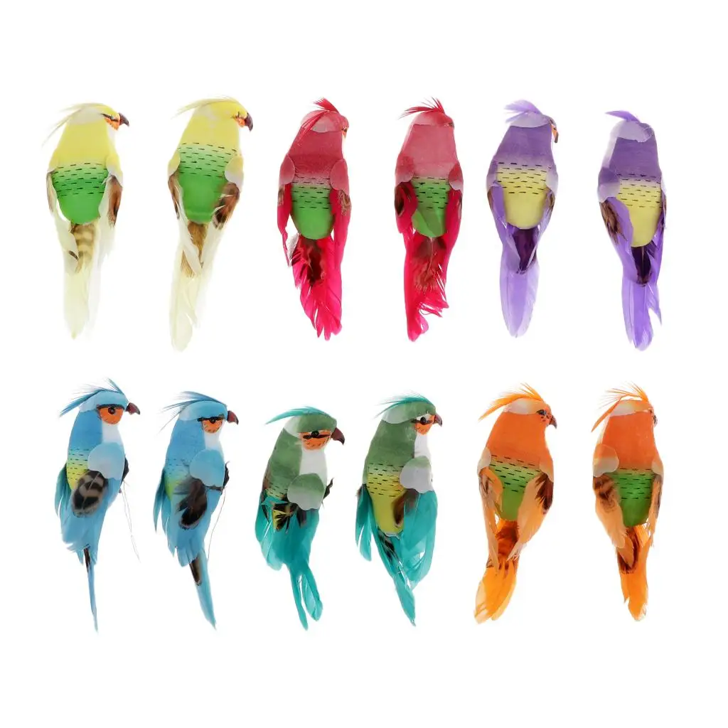 Artificial Decorative Birds for the Garden Parrot Figurine Foam Feather Birds for Home Decor Ornament