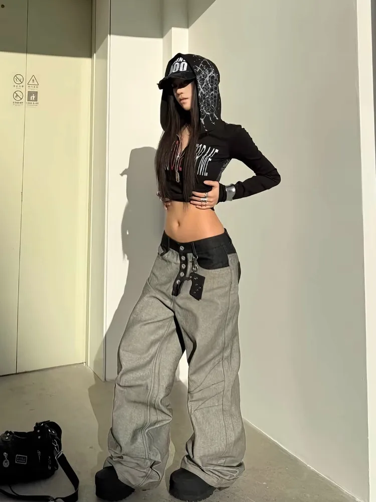 Women's Y2k Boyfriend Jeans Harajuku Baggy Denim Trousers Japanese 2000s Style Vintage Jean Long Pants Oversize Clothes New