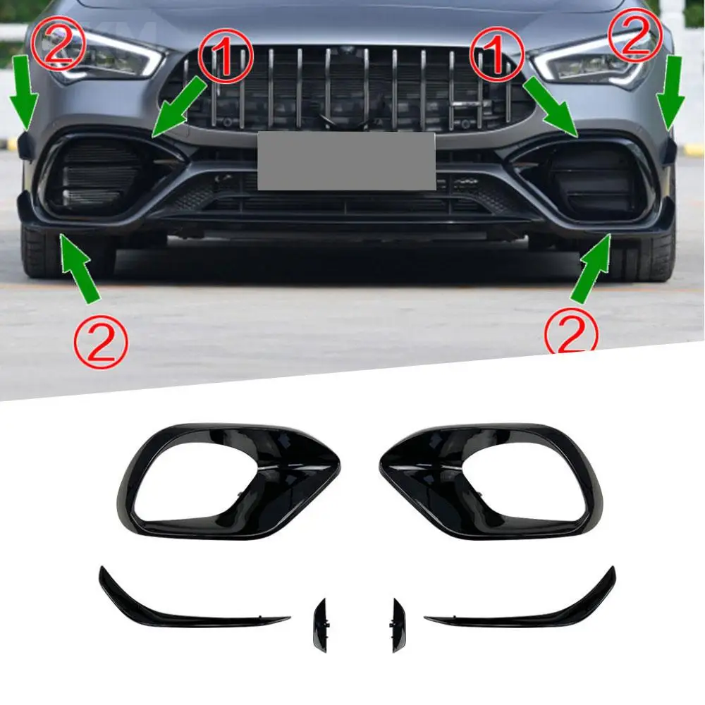 

Dry Carbon Front Bumper Lip Air Vent Foglamp Covers Trims Fins Splitters Flaps Apron for Mercedes Benz W118 C118 CLA45 AMG 2020+