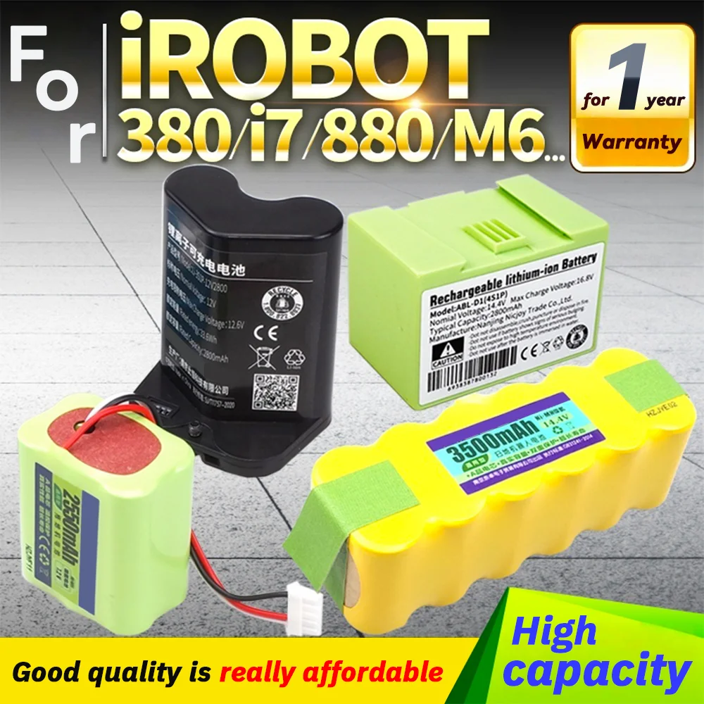 

Rechargeable Li-ion & Ni-MH Batteries for iRobot (880/380/i7/M6) - 14.8V/14.4V/12V/7.4V/7.2V 5600mAh-2800mAh