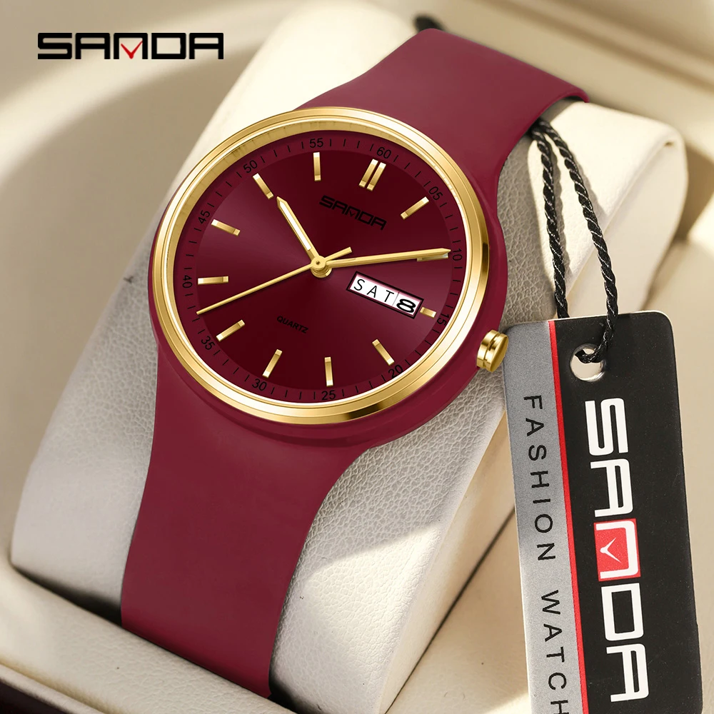 SANDA 6213 New Male and Female Student Watch Casual Simple Dual Calendar Fashionable Male and Female Student Quartz Watch 2024