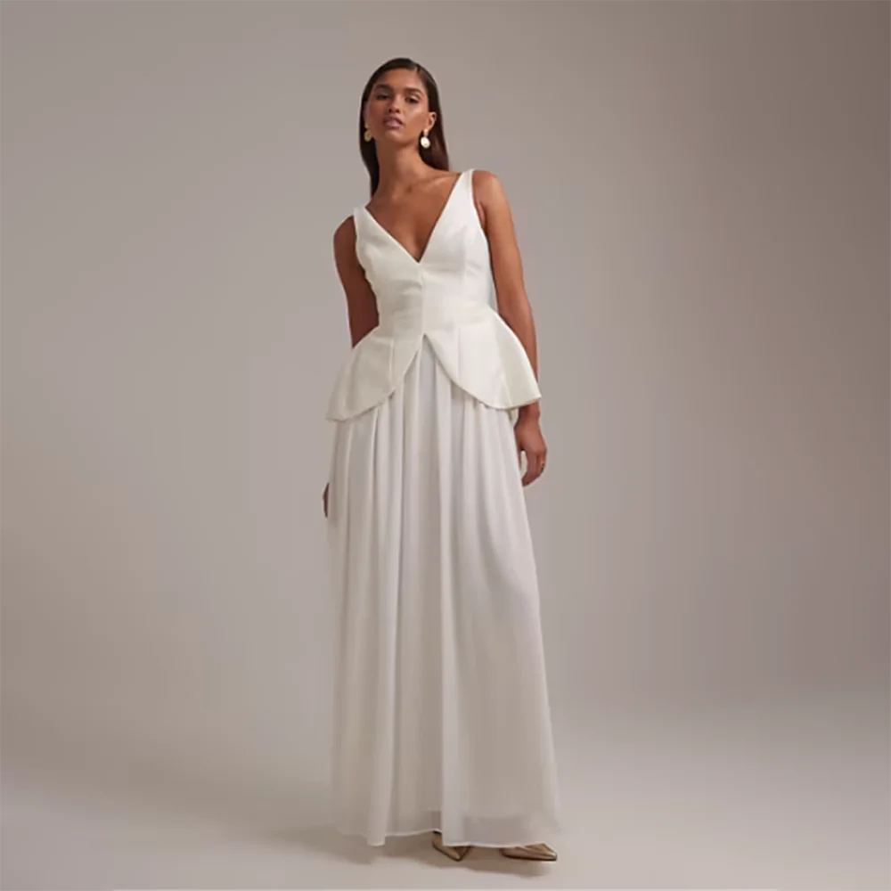 

Women's Formal Evening Gowns V Neck Sleeveless Chiffon Pleated Evening Dresses Elegant Formal Party Gowns Formal Event Dresses