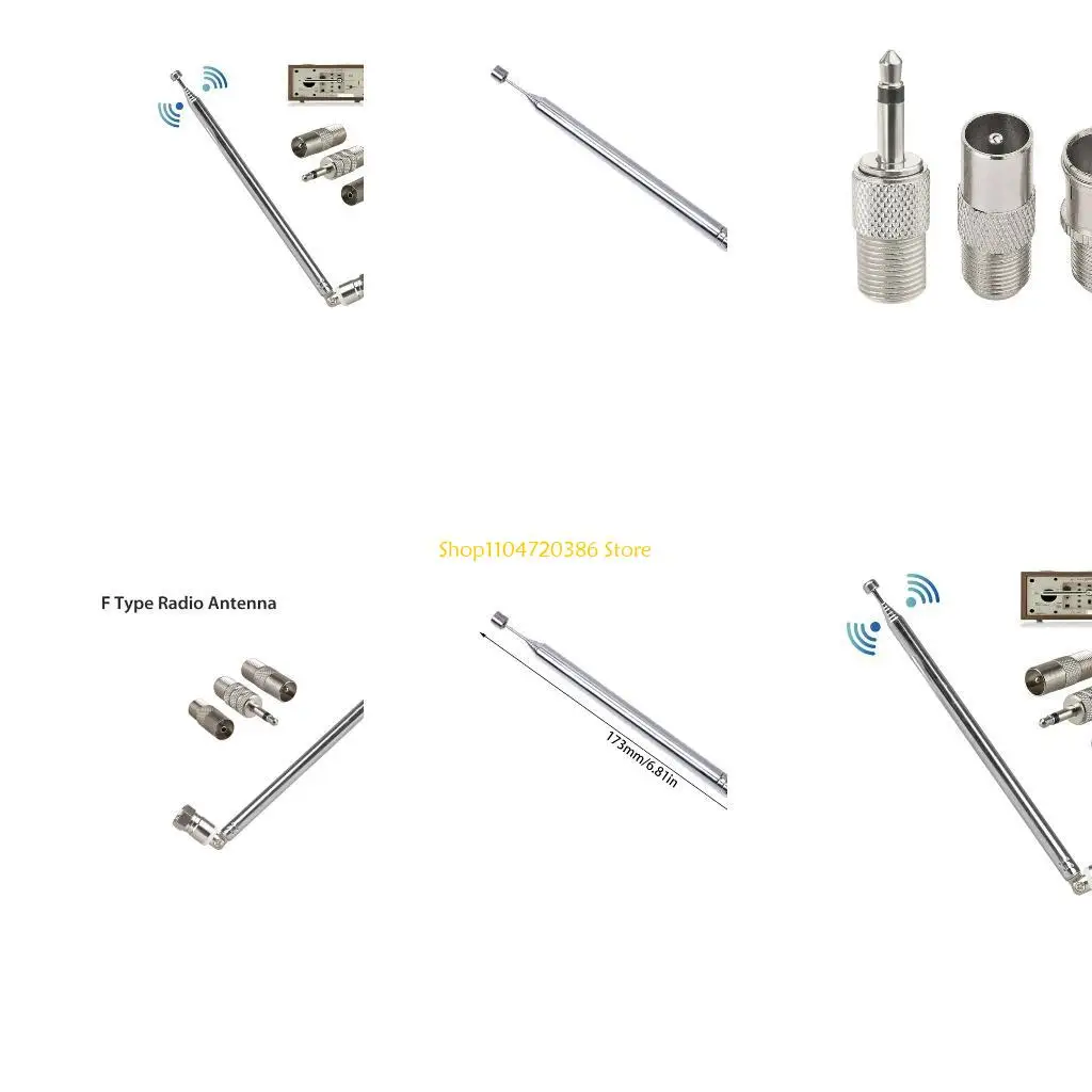 

K0EA F Type FM Radio Aeria Telescopic FM Aerial Replacement F Type Female Plug Connector for w/ 3 Adapter Indoor Radio Recei