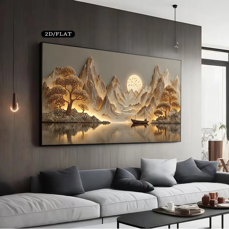 2D Flat 1pc Large Modern Abstract Canvas Wall Art - Unframed Neutral Textured Wall Art for Living Room, Bedroom, Office Decor