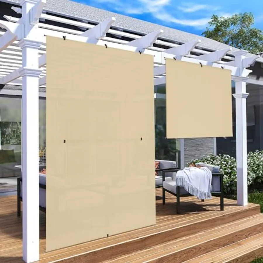 

Рулонные шторы для улицы 8'Шx6'В, складные, для защиты от солнца, для террасы, веранды, балкона, перголы