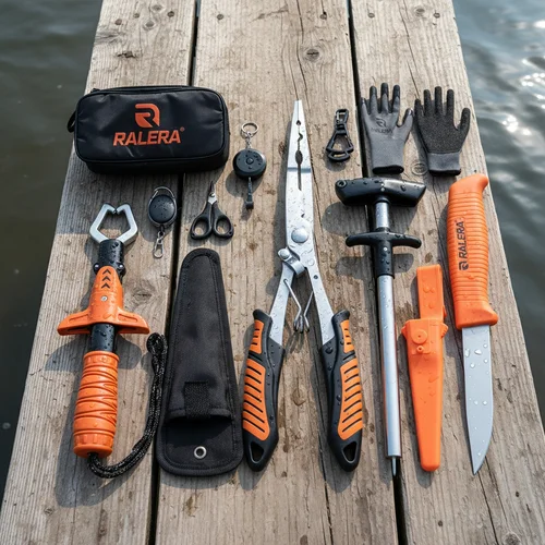 Imagen 2 del producto Equipo de pesca con señuelos: pinza para pescar, alicates de pesca, extractor de anzuelos, cuchillo de pesca, juego completo, esencial para la pesca