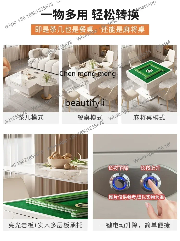 xx1Electric mahjong table, coffee table, dining table, three-purpose, fully automatic household light luxury rock slab, silent