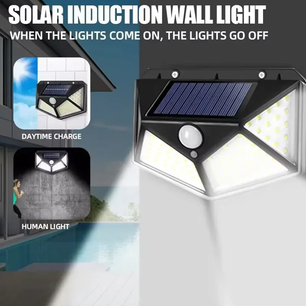 100 LEDS Solar Outdoor Decorative Light Motion Sensor Waterproof Material Wall Lamp Style Lights up Garden Railings Pavilion