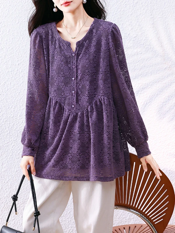 Spring 2025 plus Size Women's Faionable Versatile Belly Cover Slimming Collar Embroidered irt Ele Small Top