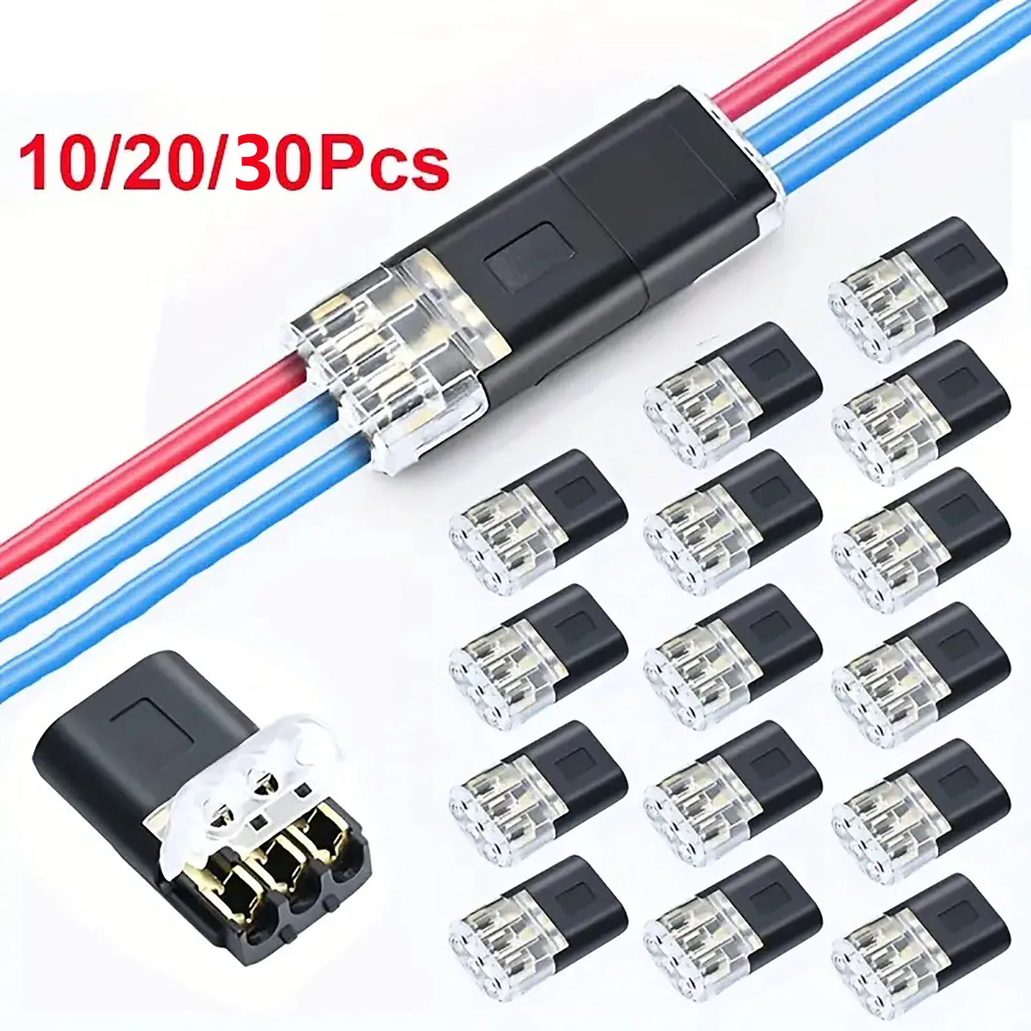 10-30Pcs LED Welding Quick Connector D3 Plug-in Type with Three-Wire Mutual Insertion for Wiring Terminal Stripping And Free