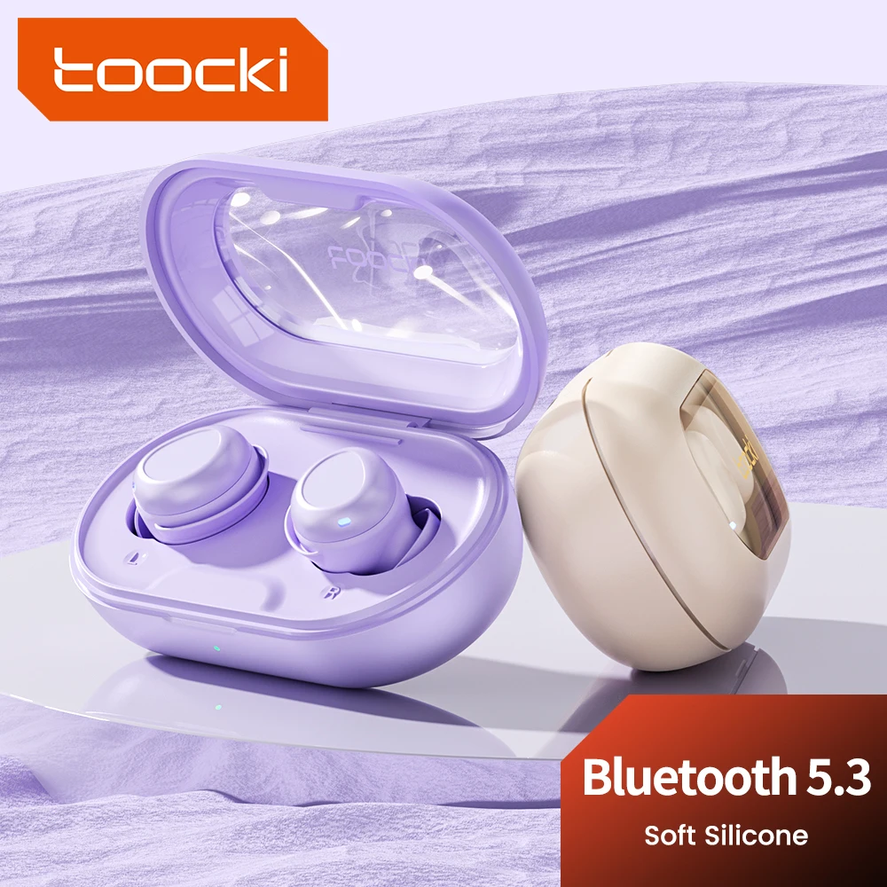 Toocki Wireless Earphone Bluetooth 5.3 IPX4 Waterproof Headset Touch Control Mini ENC Headphones Silica Gel Comfort For Sleep