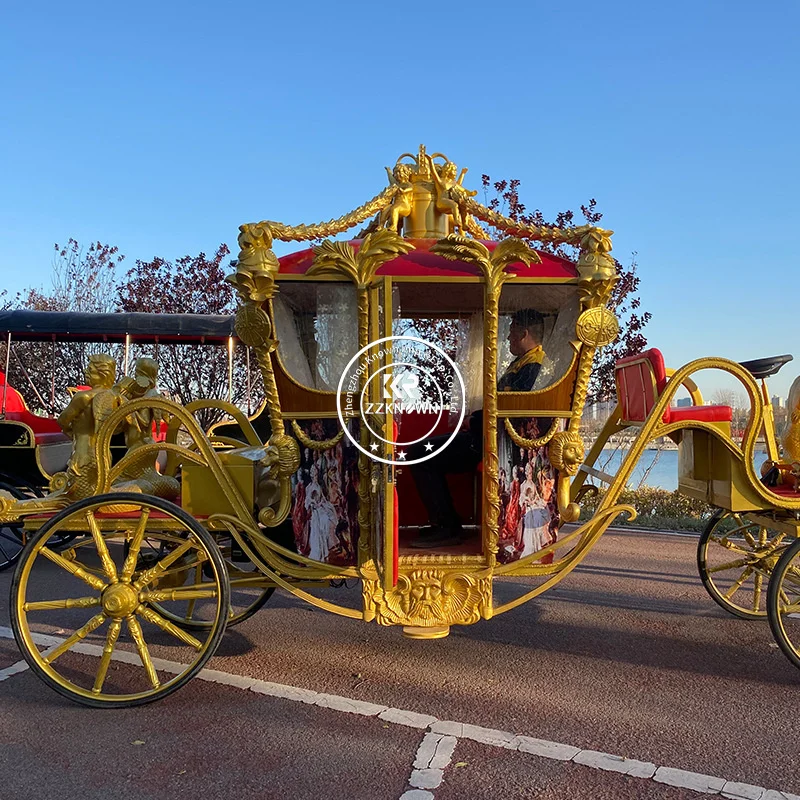 Classic Vintage European Customizable Royal Carriage Horse Drawn Elegant Lines Traditional Royal Carriage For Historical Display