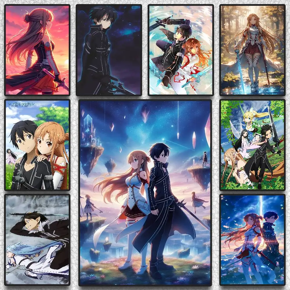 Sword Art Online Anime HD Canvas Painting Kirito Asuna Living Room Decor