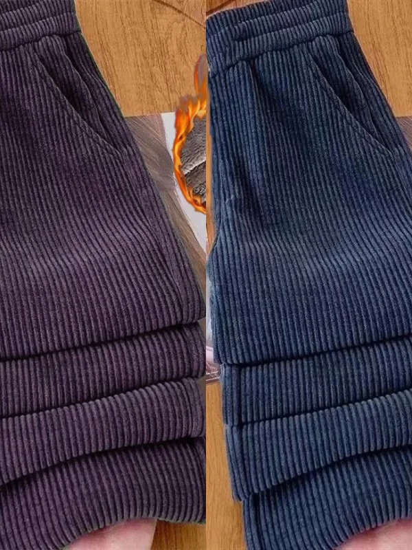 Thiened Fce コーデュロイ ストレートレッグパンツ 中年女性向け 冬 カジュアル ハイウエスト ワイドレッグパンツ ファッショナブル ロングパンツ