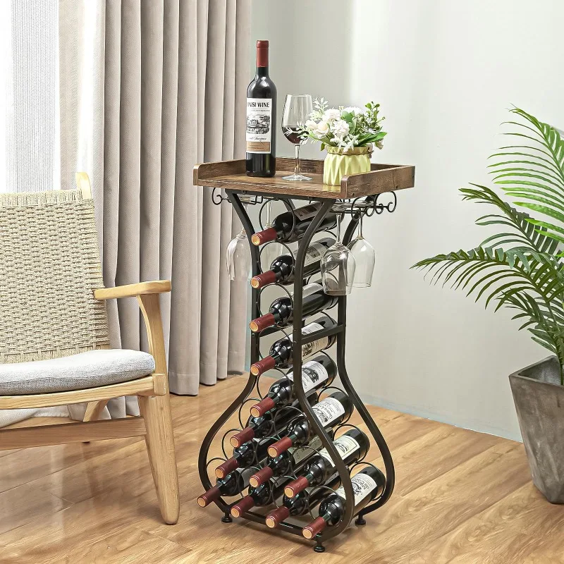 

Free-standing mini wine rack, bottle shape design with sufficient storage space, wine cabinet suitable for kitchen, restaurant a