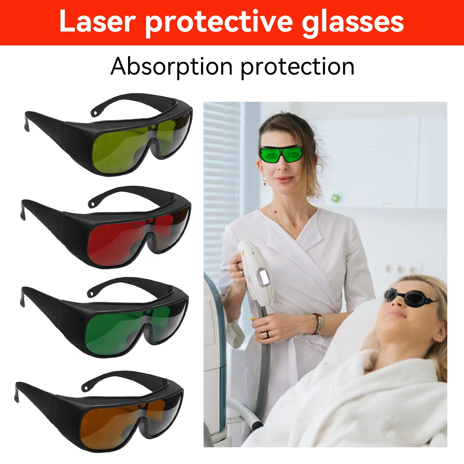 Laser Protection  laser glasses 10600nm OD6 UV400 532nm 808nm 1064nm Laser Safety Glasses IPL Laser Protective Goggles