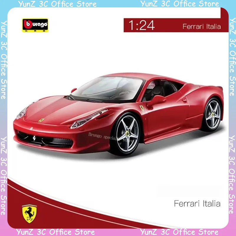 Bruago 1:24 Ferrari 458 Italia Red Die Casting Alloy Static Car Model Decoration Enthusiast Collection Car Model Gift