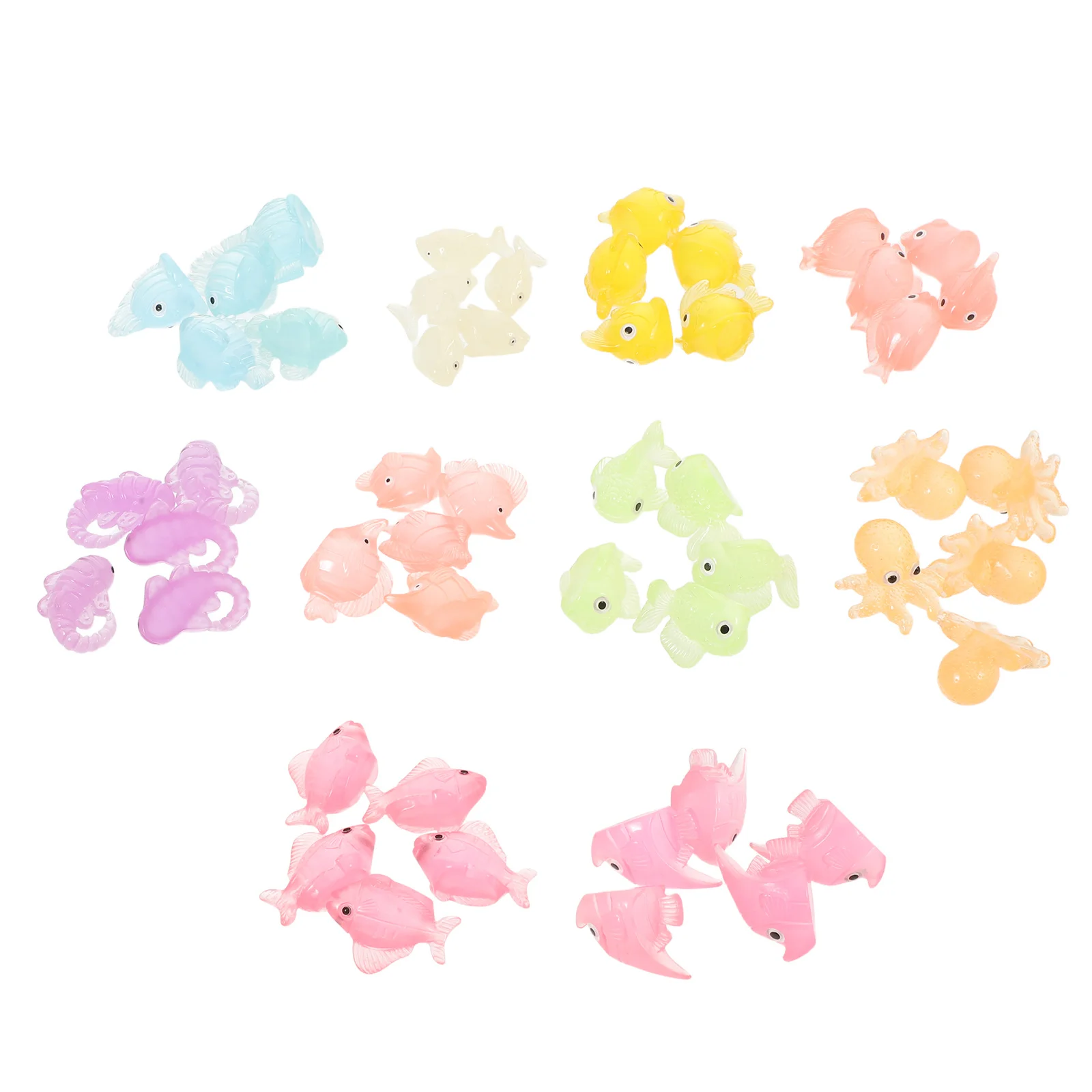 

50Pcs Mini Sea Animal Resin Figures Glow in The Dark Miniature Ocean Decorations Bonsai Desk Accessories Mini Sea Animal Figures