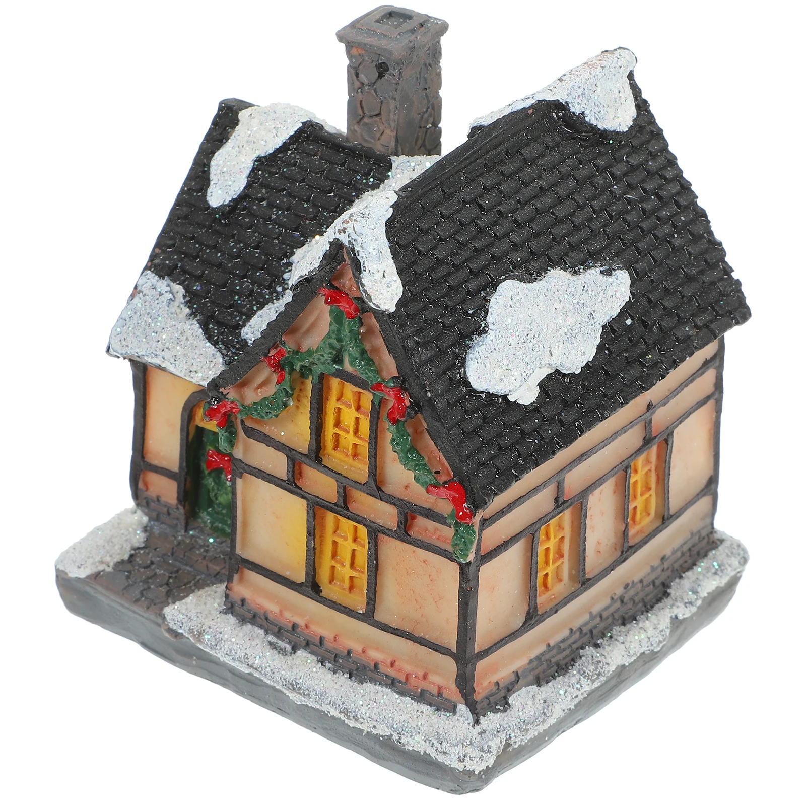 

1Pcs Glowing Cottage Christmas Ornament Resin Light Cabin Desktop Decoration Home Office Festival Gift Souvenir