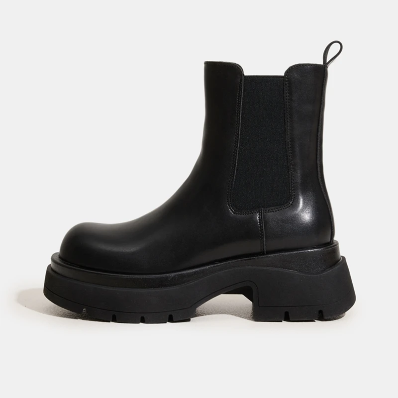 AIYUQI 2025 New Women's Chelsea Boots Thick-soled, round-toed Women Smokestack Boots Large, comfortable female booties