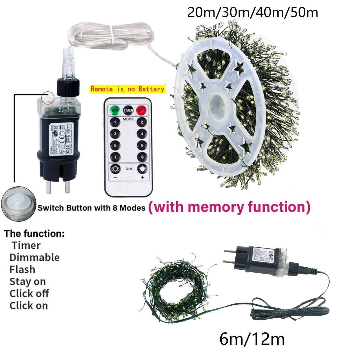 6M/75M Firecracker String Lights Cluster Fairy Light Christmas Garland LED For Wedding Party New Year Christmas Tree Decor Lamps