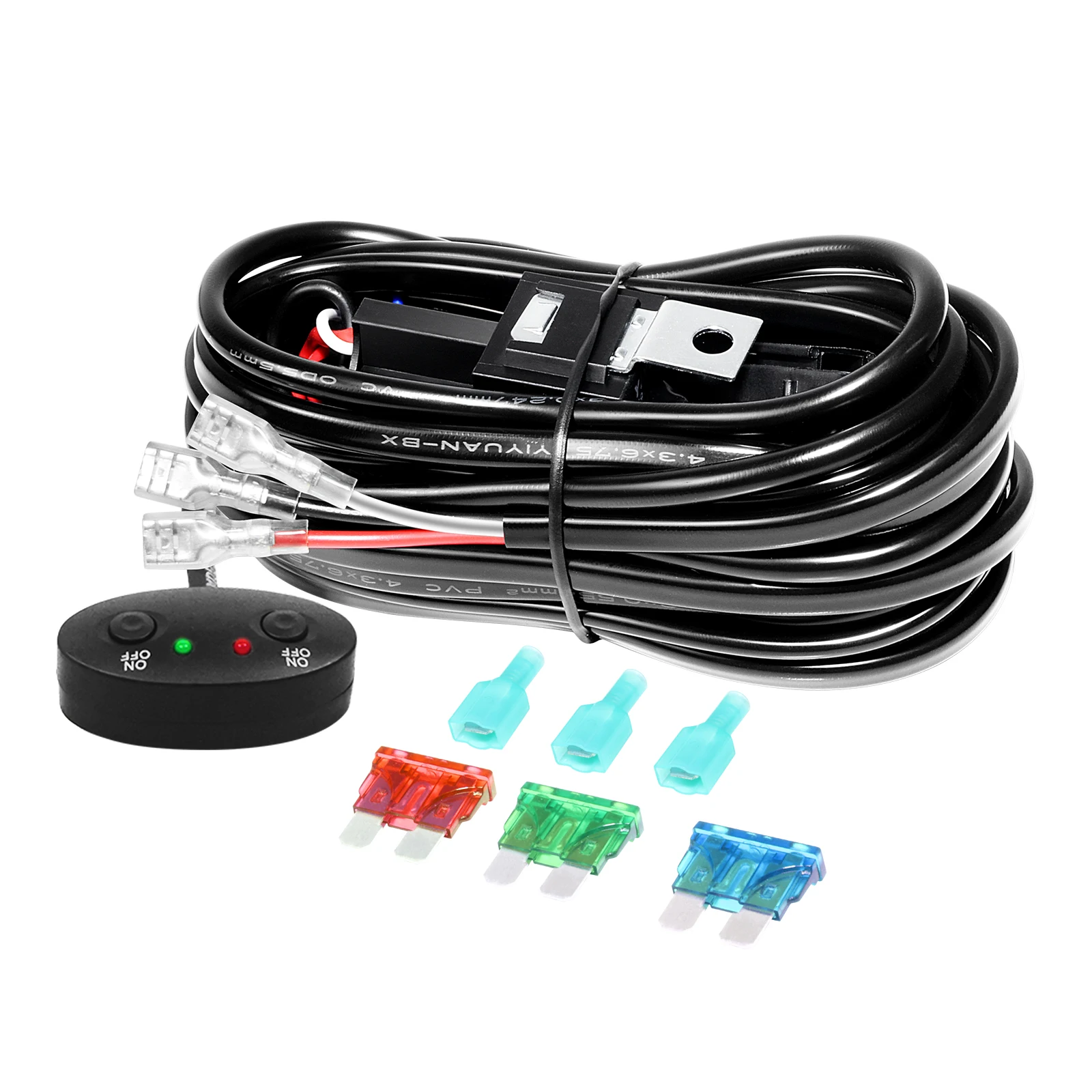Fiação para Barra de LED, 12V 40A 18 AWG DC, Kit de Fiação de 1 Vias para Faróis de Neblina com Interruptor Duplo Liga/Desliga para Caminhões Off-Road